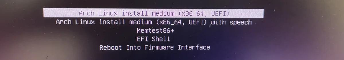 Step 01 of archlinux tutorial