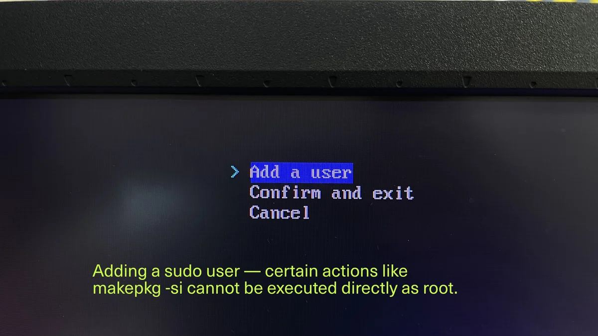 Step 14 of archlinux tutorial