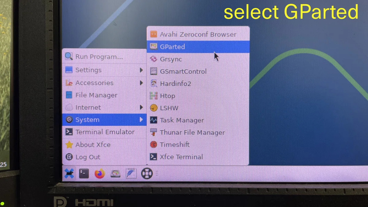 Step 01 of systemrescue tutorial