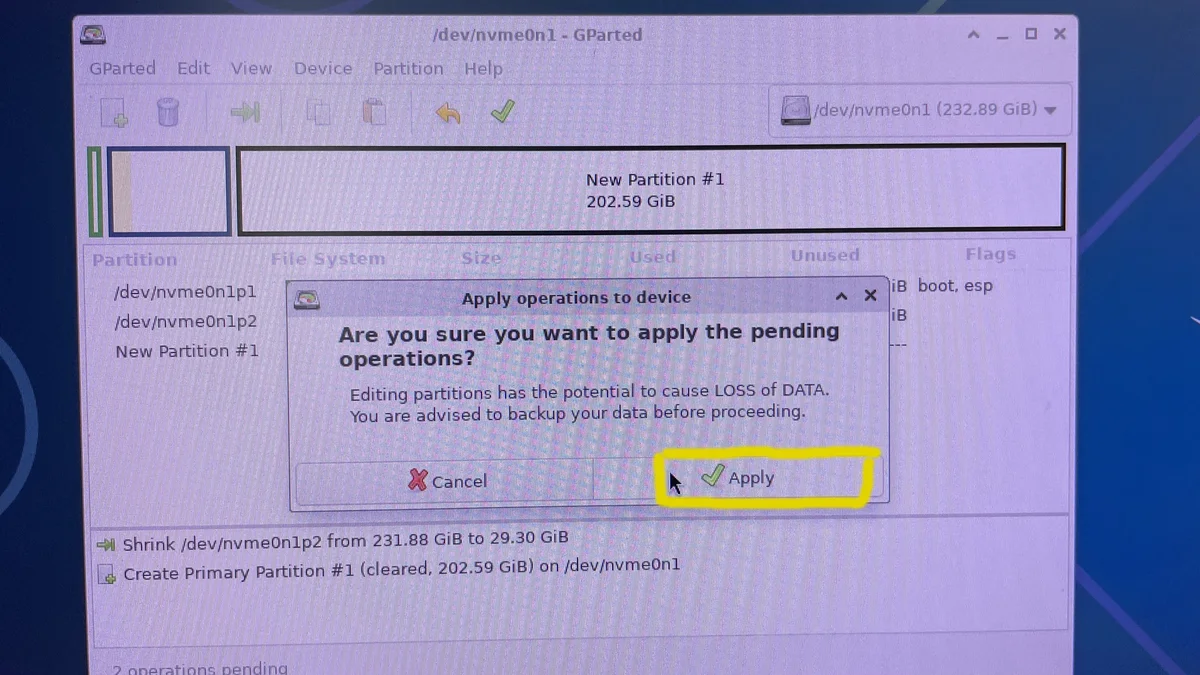Step 07 of systemrescue tutorial
